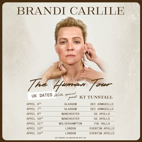 Brandi Carlile - The Human Tour Brandi Carlile, KT Tunstall april 2026 tour poster