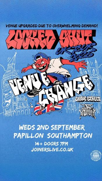LOCKED SHUT UK TOUR 2020 LOCKED SHUT at Papillon on 2 September 2020 gig poster