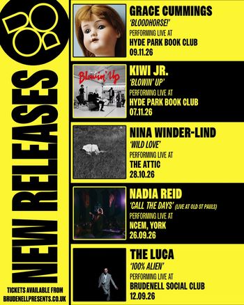 NEW RELEASES Nadia Reid, Kiwi Jr., NINA WINDER-LIND, The Luca, Grace Cummings at NCEM on 26 September 2026 gig poster