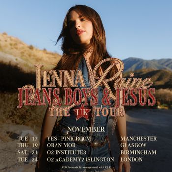 Jenna Raine Jeans, Boys & Jesus The UK Tour Jenna Raine november 2026 tour poster