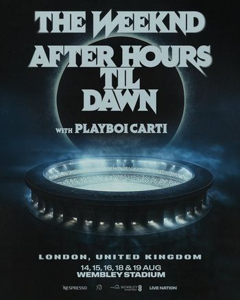 The Weeknd After Hours Til Dawn with Playboi Carti Playboi Carti, The Weeknd at Wembley Stadium on 14 August 2026 gig poster