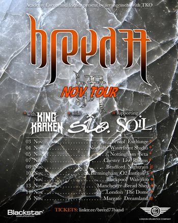 Breed77 Nov Tour SOiL, King Kraken, Breed77, Silo november 2026 tour poster