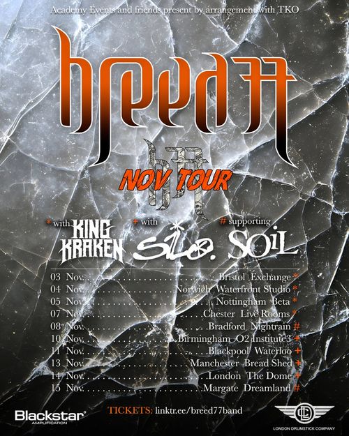 Breed77 Nov Tour SOiL, King Kraken, Breed77, Silo, Adema november 2026 tour poster