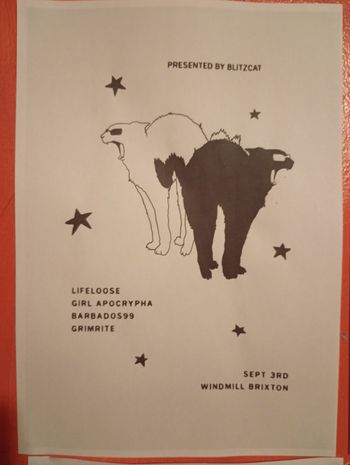 LIFELOOSE, GIRL APOCRYPHA, BARBADOS99, GRIMRITE LIFELOOSE, BARBADOS99, GIRL APOCRYPHA, Grimrite at WINDMILL BRIXTON on 3 September 2026 gig poster
