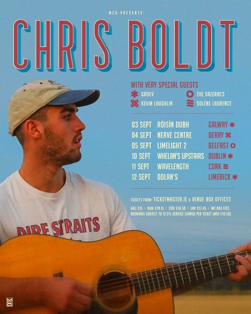Chris Boldt Groev, Kevin Laughlin, Solène Laurence, The Sazeracs september 2026 tour poster