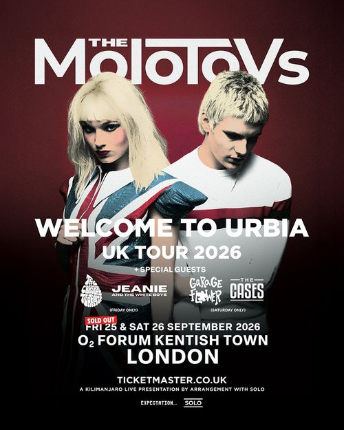 WELCOME TO URBIA UK & IRE TOUR 2026 The Molotovs, The Crystal Terrible, Jeanie And The White Boys, Garage Flower, The Cases september 2026 tour poster