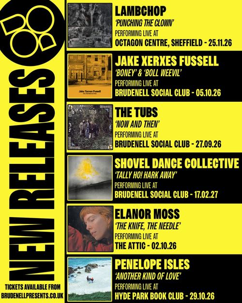 BOO DOO NEW RELEASES The Tubs, Penelope Isles, Lambchop, Elanor Moss, Shovel Dance Collective, Jake Xerxes Fussell september 2026 to february 2027 tour poster