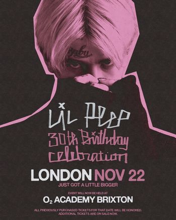 Lil Peep 30th Birthday Celebration Lil Peep at O2 Academy Brixton on 22 November 2026 gig poster