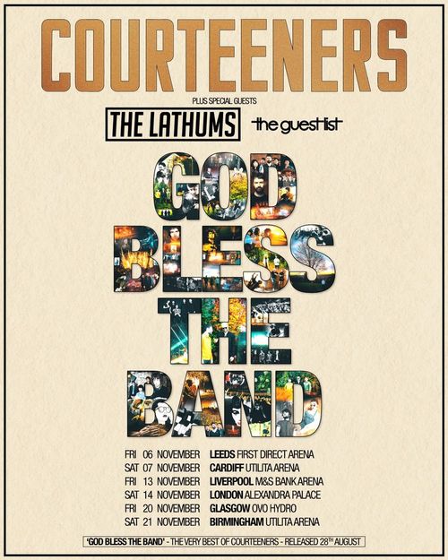 COURTEENERS GOD BLESS THE BAND The Lathums, Courteeners, The Guest List november 2026 tour poster
