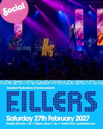 the Fillers at Social on 27 February 2027 gig poster