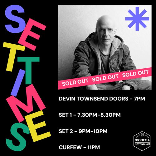 Devin Townsend at The Bodega on 27 August 2026 gig poster