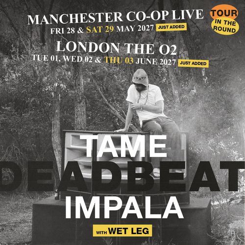 Tame Impala with Wet Leg - Tour In The Round Tame Impala, Wet Leg may 2027 to june 2027 tour poster
