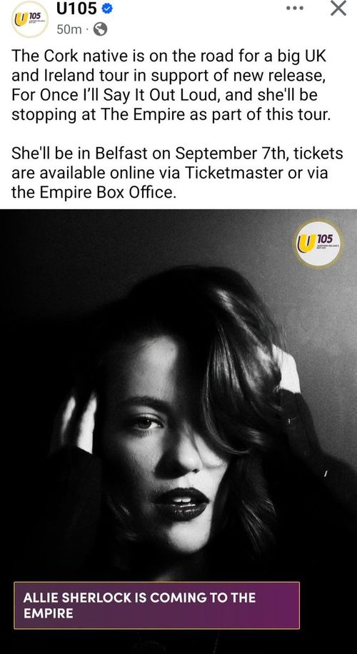 ALLIE SHERLOCK IS COMING TO THE EMPIRE Allie Sherlock at The Empire on 7 September 2026 gig poster