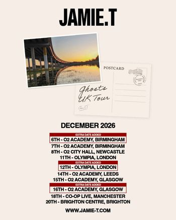 JAMIE.T Ghosts UK Tour Jamie T december 2026 tour poster