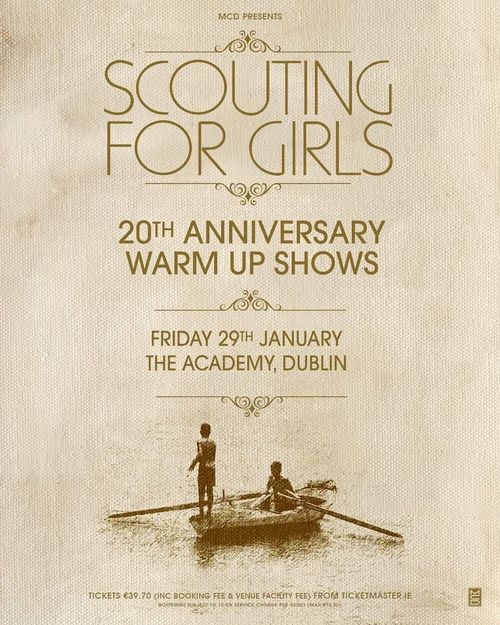 SCOUTING FOR GIRLS 20TH ANNIVERSARY WARM UP SHOWS Scouting for Girls at THE ACADEMY on 29 January 2027 gig poster