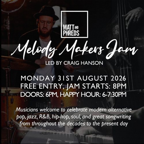 Melody Makers Jam Craig Hanson at Matt and Phreds on 31 August 2026 gig poster