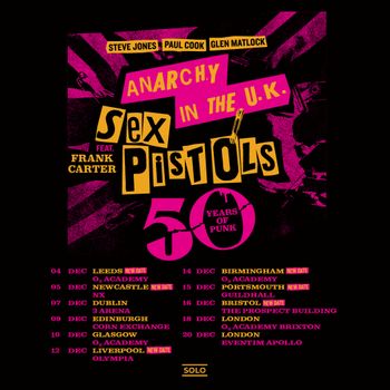 Sex Pistols - Anarchy in the U.K. 50 Years of Punk Sex Pistols at Olympia on 12 December 2026 gig poster