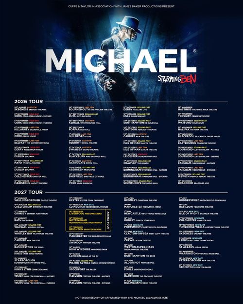 MICHAEL starring BEN 2026 TOUR and 2027 TOUR Michael Starring Ben august 2026 to november 2027 tour poster
