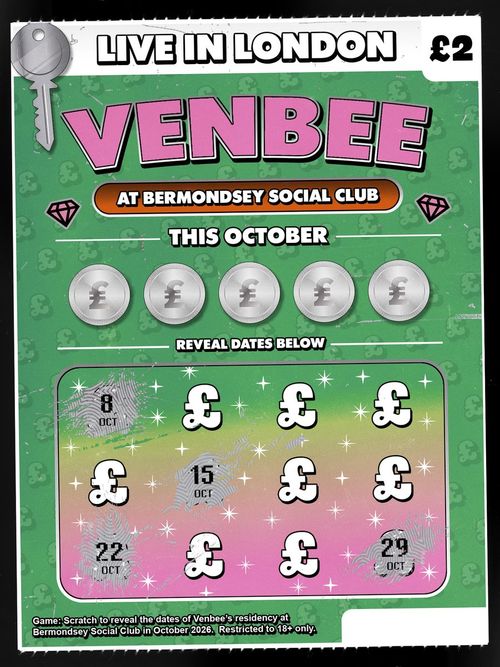 Venbee at Bermondsey Social Club venbee october 2026 tour poster