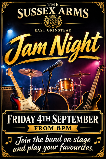 Jam Night at The Sussex Arms on 4 September 2026 gig poster