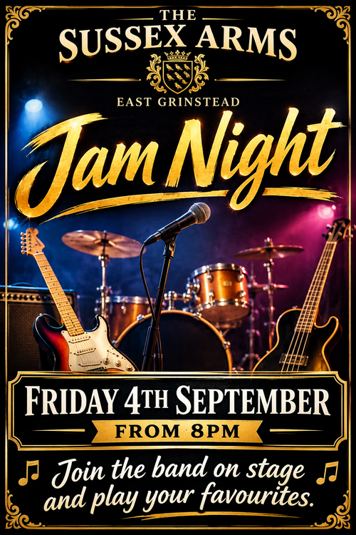 Jam Night at The Sussex Arms on 4 September 2026 gig poster