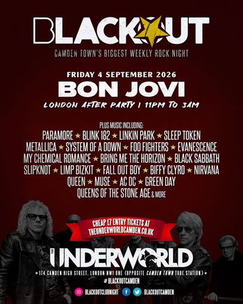 BLACKOUT - Bon Jovi Bon Jovi at The Underworld on 4 September 2026 gig poster