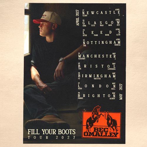 Fill Your Boots Tour 2027 Bec O'Malley april 2027 to may 2027 tour poster