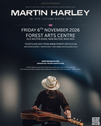 MARTIN HARLEY UK TOUR | AUTUMN WINTER 2026 Martin Harley at FOREST ARTS CENTRE on 6 November 2026 gig poster