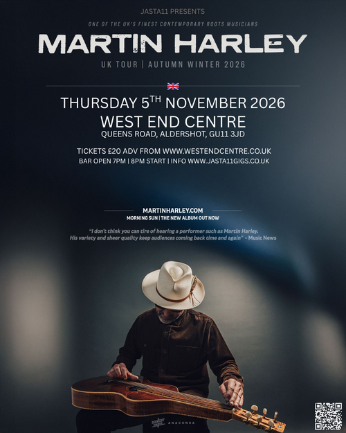 Martin Harley at West End Centre on 5 November 2026 gig poster