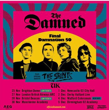 The Damned Final Damnation 50 The Saints 73-78, The Damned at Vaillant Live on 2 December 2026 gig poster