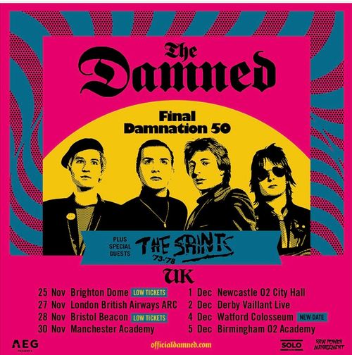 The Damned Final Damnation 50 The Saints 73-78, The Damned november 2026 to december 2026 tour poster