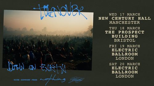 tender - Down on Earth TENDER, Idenover, Nothing march 2026 tour poster