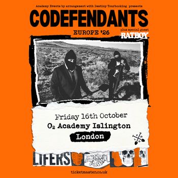 CODEFENDANTS EUROPE '26 plus special guest RATBOY Codefendants, Rat Boy at O2 Academy Islington on 16 October 2026 gig poster