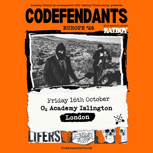 CODEFENDANTS EUROPE '26 plus special guest RATBOY Codefendants, Rat Boy at O2 Academy Islington on 16 October 2026 gig poster