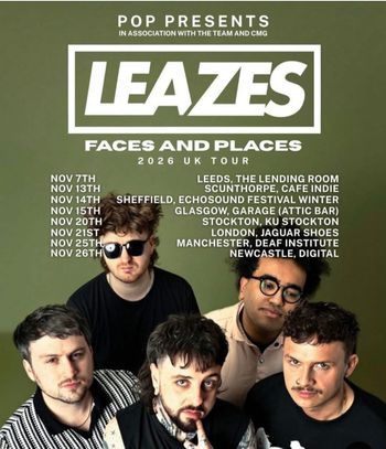 LEAZES FACES AND PLACES 2026 UK TOUR Leazes at Echosound Festival Winter on 14 November 2026 gig poster