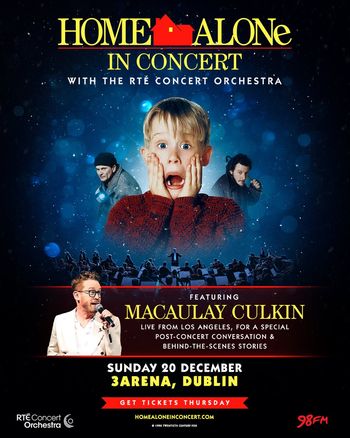 HOME ALONE IN CONCERT Macaulay Culkin at 3Arena on 20 December 2026 gig poster