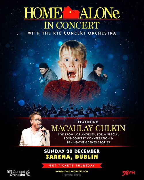 HOME ALONE IN CONCERT Macaulay Culkin at 3Arena on 20 December 2026 gig poster