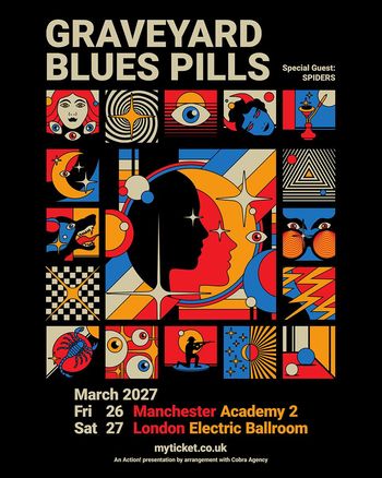 GRAVEYARD BLUES PILLS Spiders march 2027 tour poster