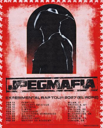 JPEGMAFIA Experimental Rap Tour 2027 (Europe) JPEGMAFIA at Gashouder on 19 February 2027 gig poster