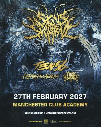 TENSIDE, OCEANS ATE ALASKA, and more Tenside, Oceans Ate Alaska, Fire for Effect at Manchester Club Academy on 27 February 2027 gig poster