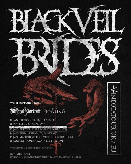 Black Veil Brides The Howling, The Funeral Portrait january 2027 tour poster