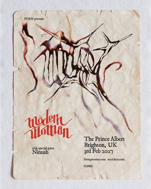 modern woman Ninush at The Prince Albert on 3 February 2027 gig poster