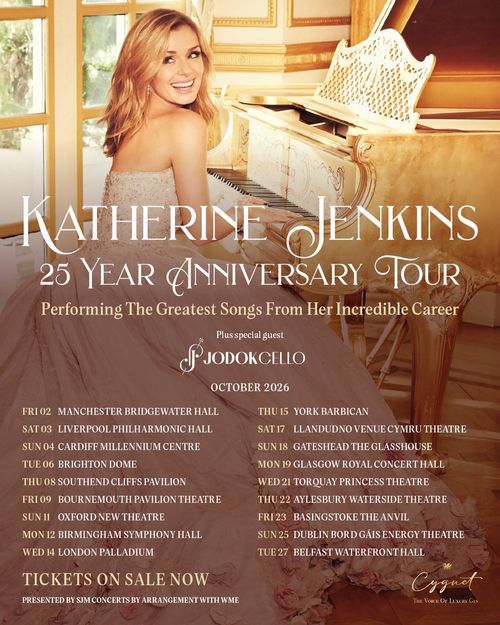 Katherine Jenkins 25 Year Anniversary Tour Jodok Cello, Katherine Jenkins october 2026 tour poster