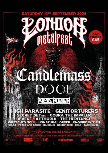 LONDON METALFEST Genitorturers, Enquire Within, Acid Reign, DeVere, Silas, Unnatural Order, BEAR, Fools and Sages, NOISEPICKER, AETHORIA, THE HERITANCE, CANDLEMASS, SAFE HOUSE, WRETCHED SOUL, SECRET SET, DOOL, MANBAND, HIGH PARASITE, COBRA THE IMPALER at The Electric Ballroom on 12 September 2026 gig poster