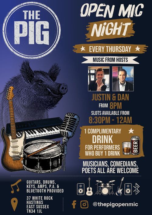 OPEN MIC NIGHT Justin & Dan at The Pig on 15 September 2026 gig poster