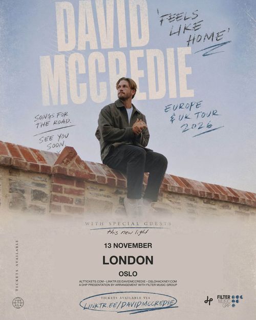 David McCredie at Oslo on 13 November 2026 gig poster