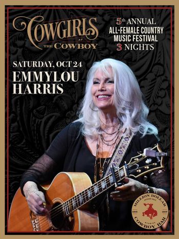 COWGIRLS AT THE COWBOY Emmylou Harris at Million Dollar Cowboy Bar on 24 October 2026 gig poster