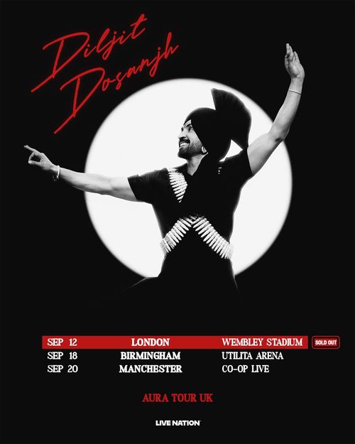 Diljit Dosanjh - Aura Tour UK Diljit Dosanjh september 2026 tour poster