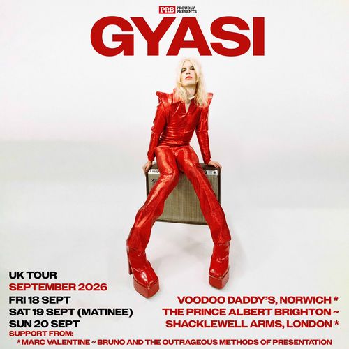 GYASI UK TOUR SEPTEMBER 2026 Gyasi, Marc Valentine, Bruno and the Outrageous Methods of Presentation september 2026 tour poster