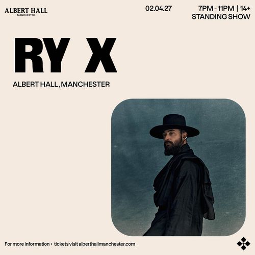 RY X at ALBERT HALL on 2 April 2027 gig poster